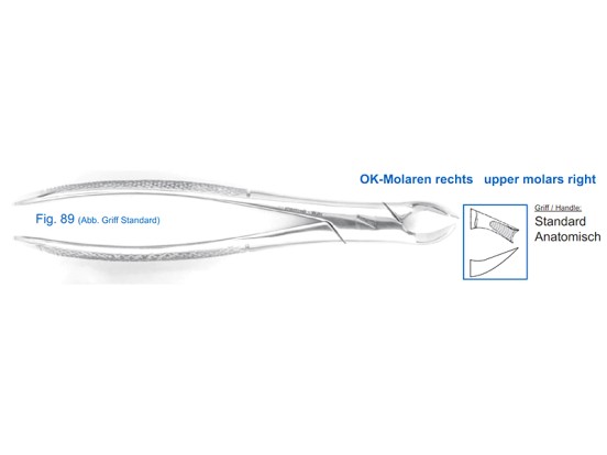 11-89* Щипцы для удаления зубов верхние,моляры правые.